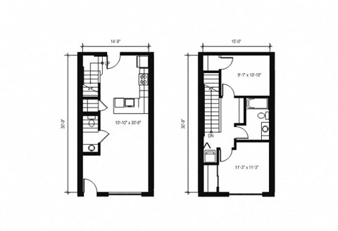 Stack House Apartments in Seattle, Washington 2x1.5 Townhome Floor Plan